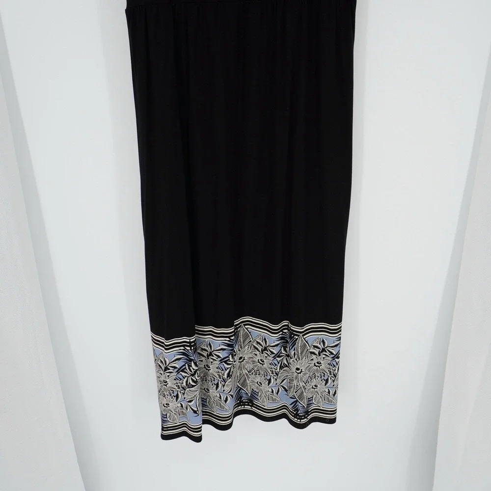J‎ Jill Wearever Collection Knit Maxi Tank Dress Black Floral Sleeveless Large